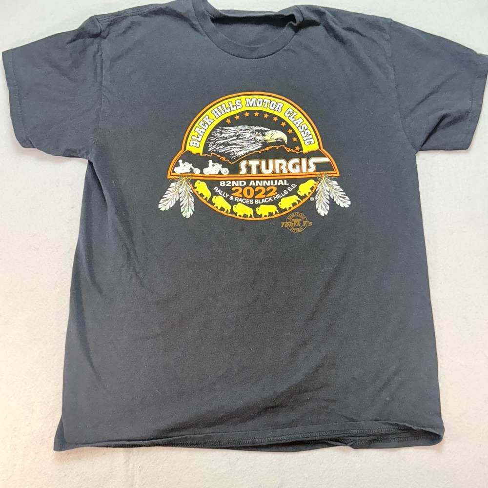 Tom's T's Sturgis Motorcycle Rally T-Shirt Black‎ Hills Classic 2022 large